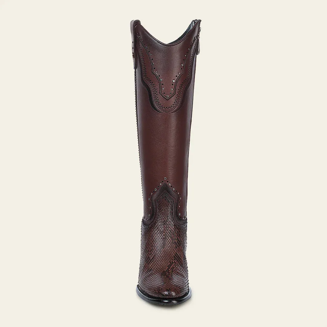 4V14PH - Cuadra chocolate western cowgirl python leather boots for women