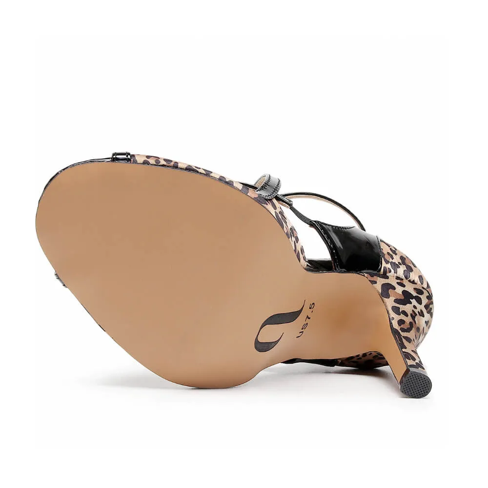 Arlette Wide Fit - Leopard Satin - Street Sole