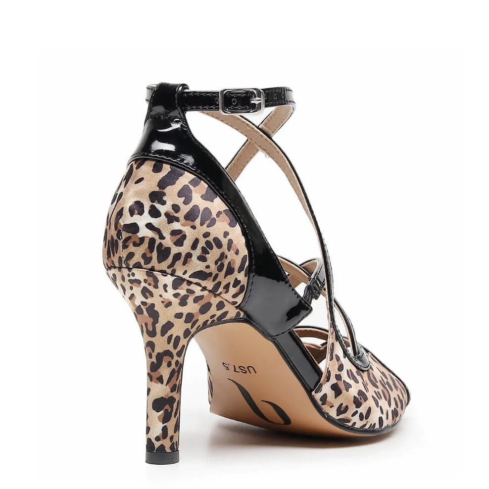 Arlette Wide Fit - Leopard Satin - Street Sole