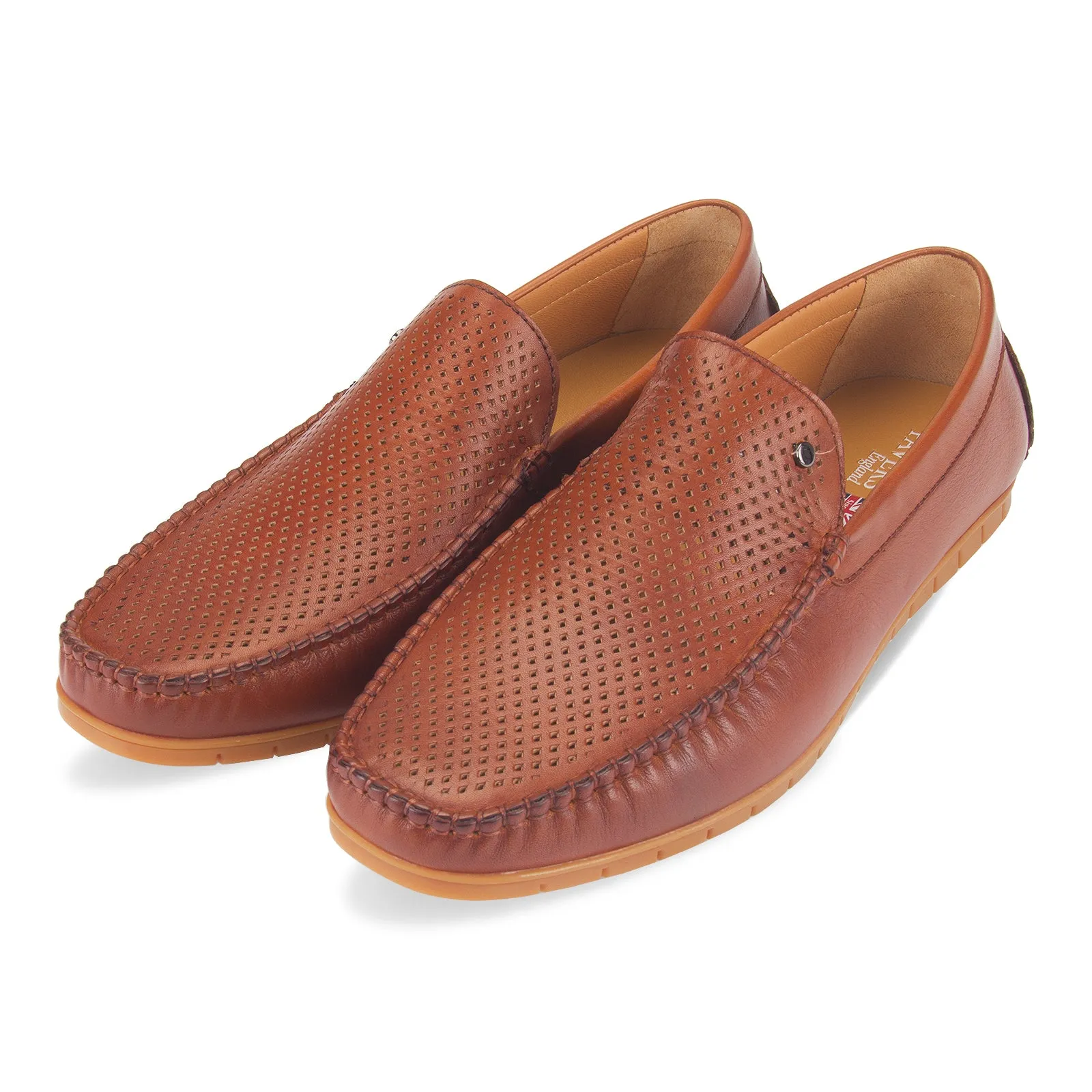 Bard mens perforated leather driving loafer