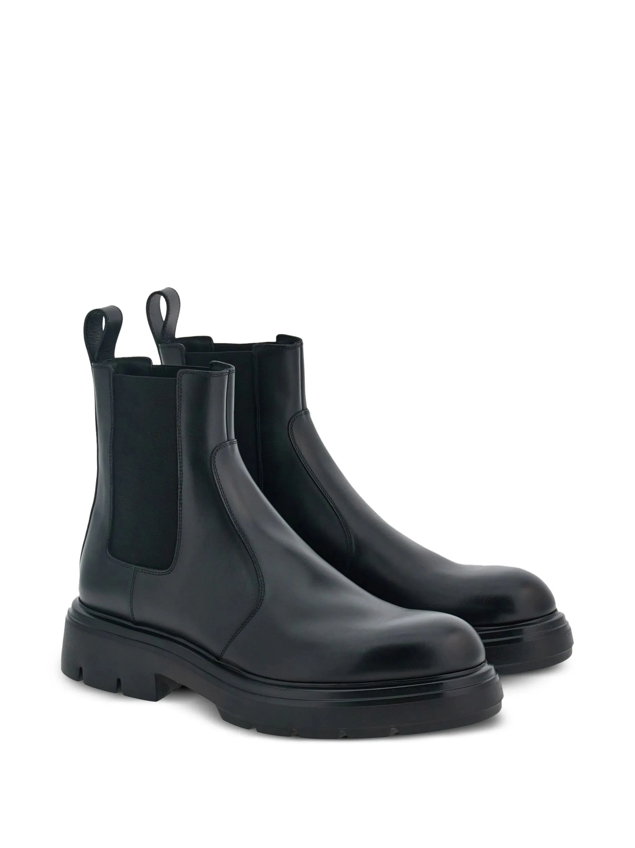 Black Calf Leather Chelsea Boots