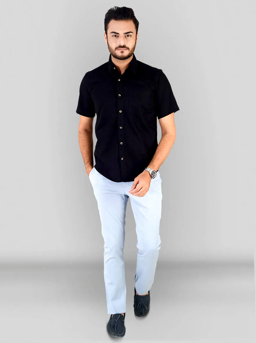 Black Checked Slim Fit Casual Shirt | Greenfibre