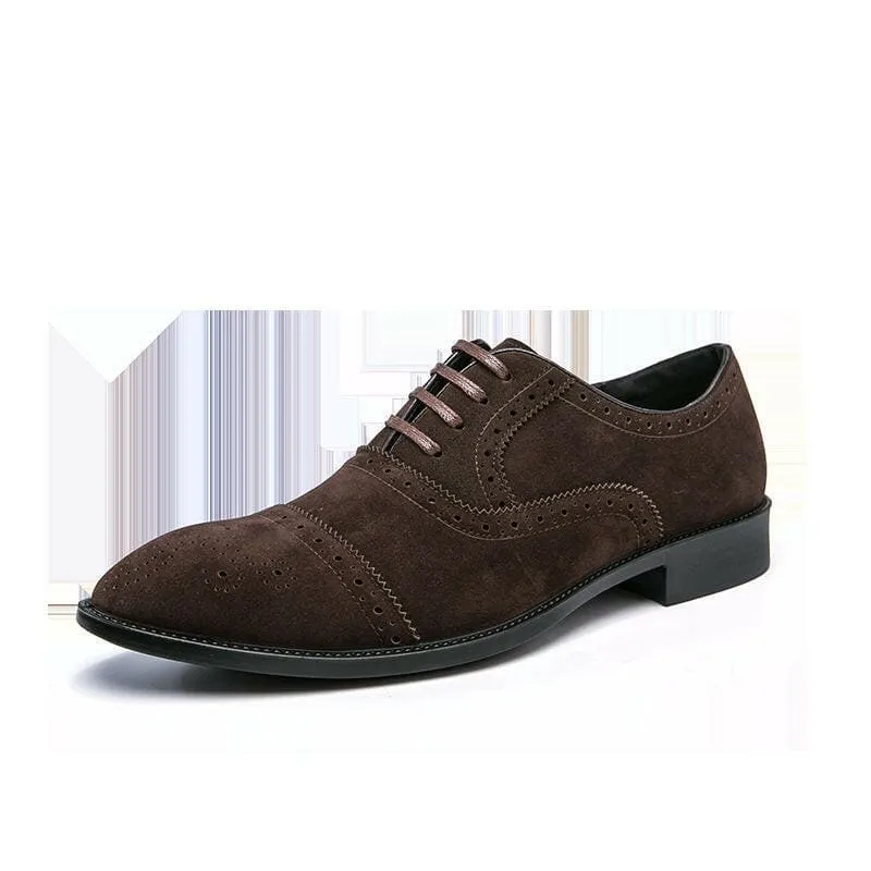 Brown Suede Casual Brogue Carved Shoes for Everyday Style