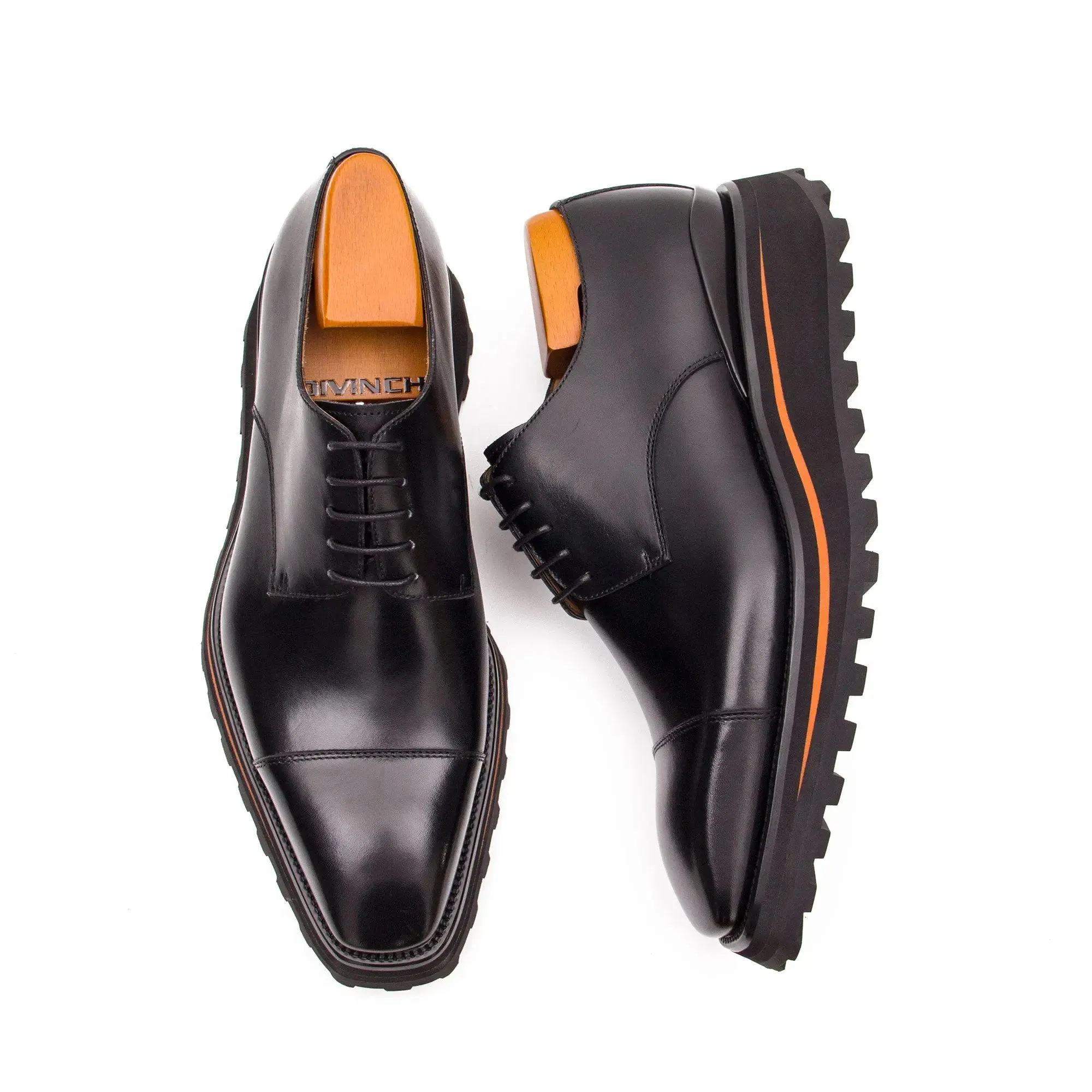 Calf leather dress three quarters derby shoes Black