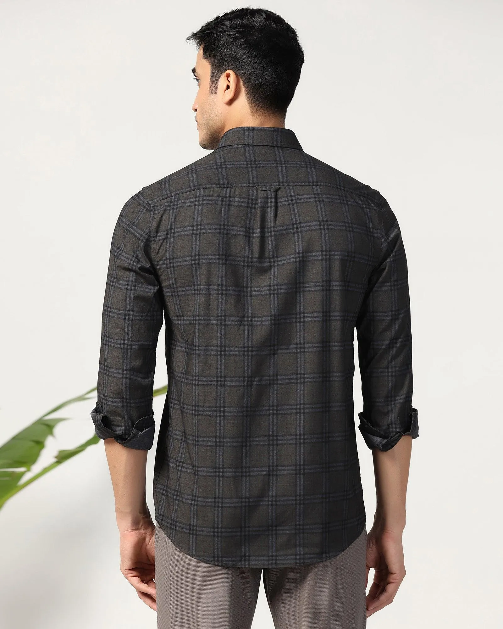 Casual Beige Check Shirt - Korio