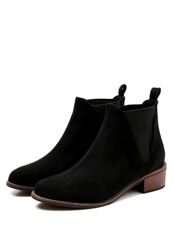 Chic Low Heel Short Chelsea Boots