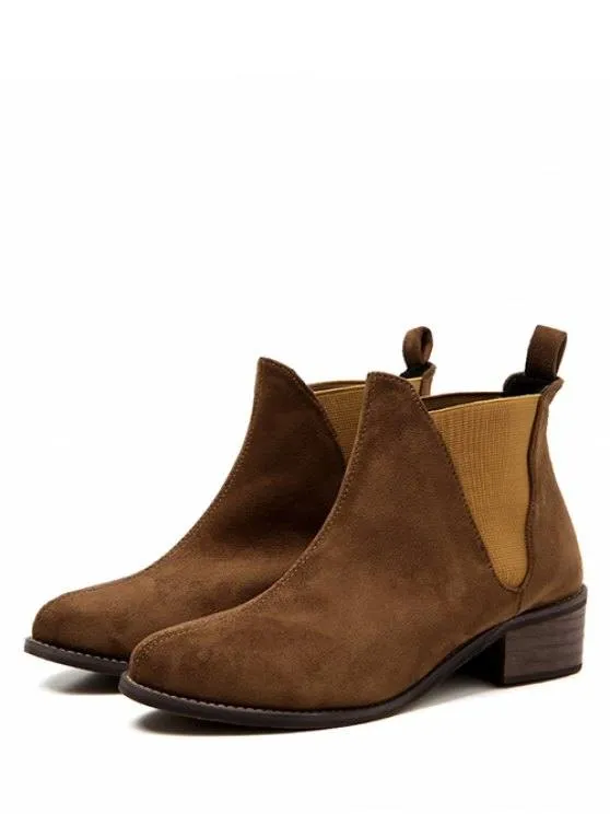 Chic Low Heel Short Chelsea Boots