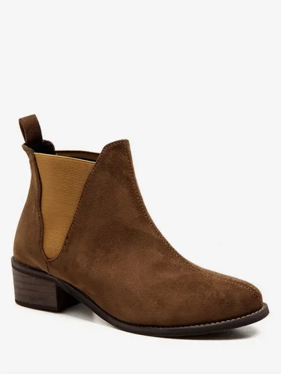 Chic Low Heel Short Chelsea Boots