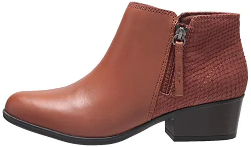 Clarks Women Adreena Hope Ankle Boot Mahogany Leather 9 Wide Pair of Shoes