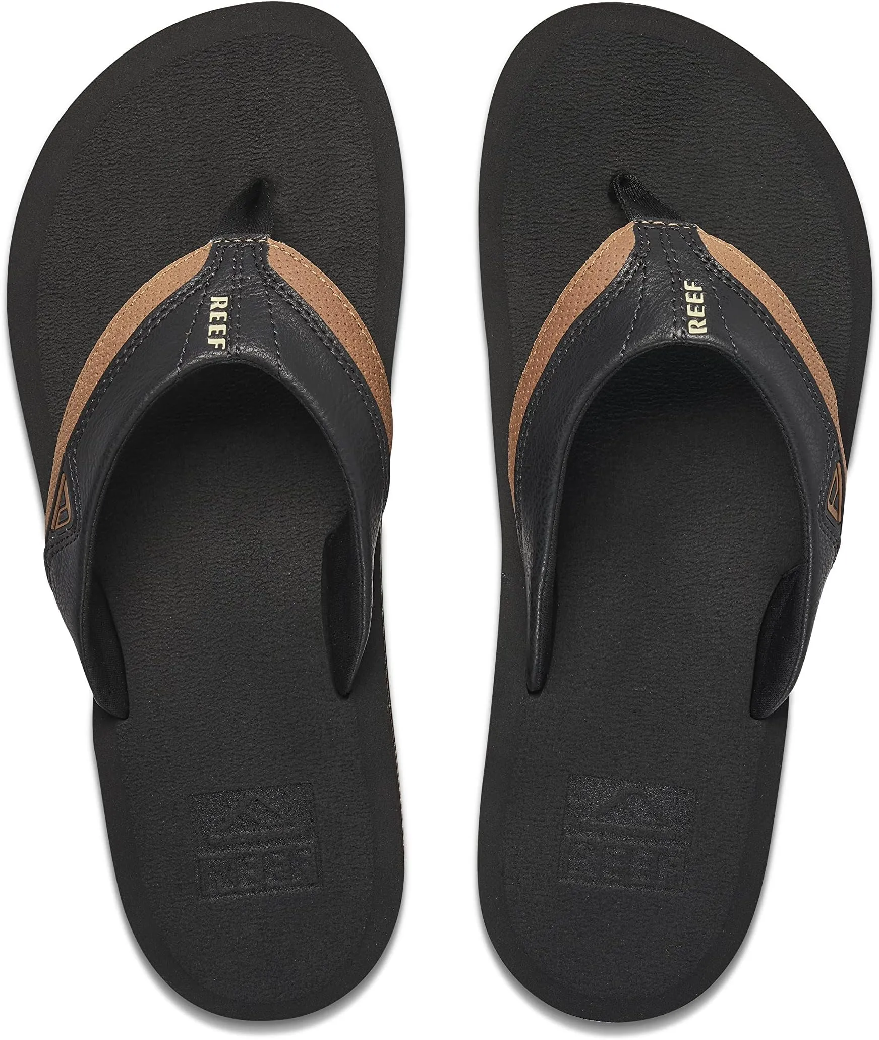 Cushion Dawn Reef Slides, Black/Tan