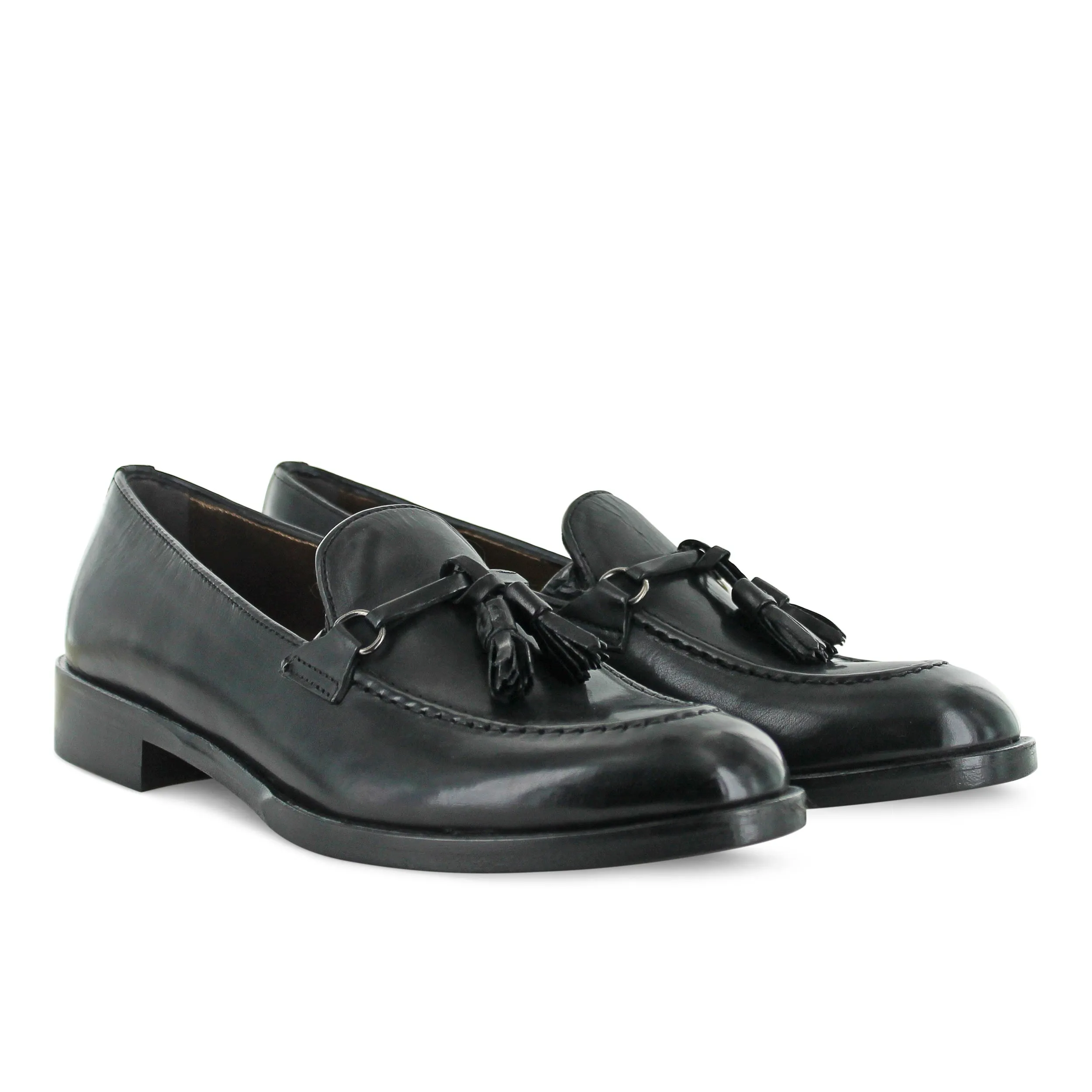 DOO7 - Black Leather Tassel Loafer