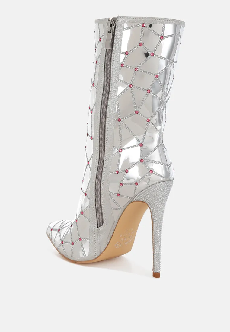 Echostage Rhinestones Embellished Metallic Boots