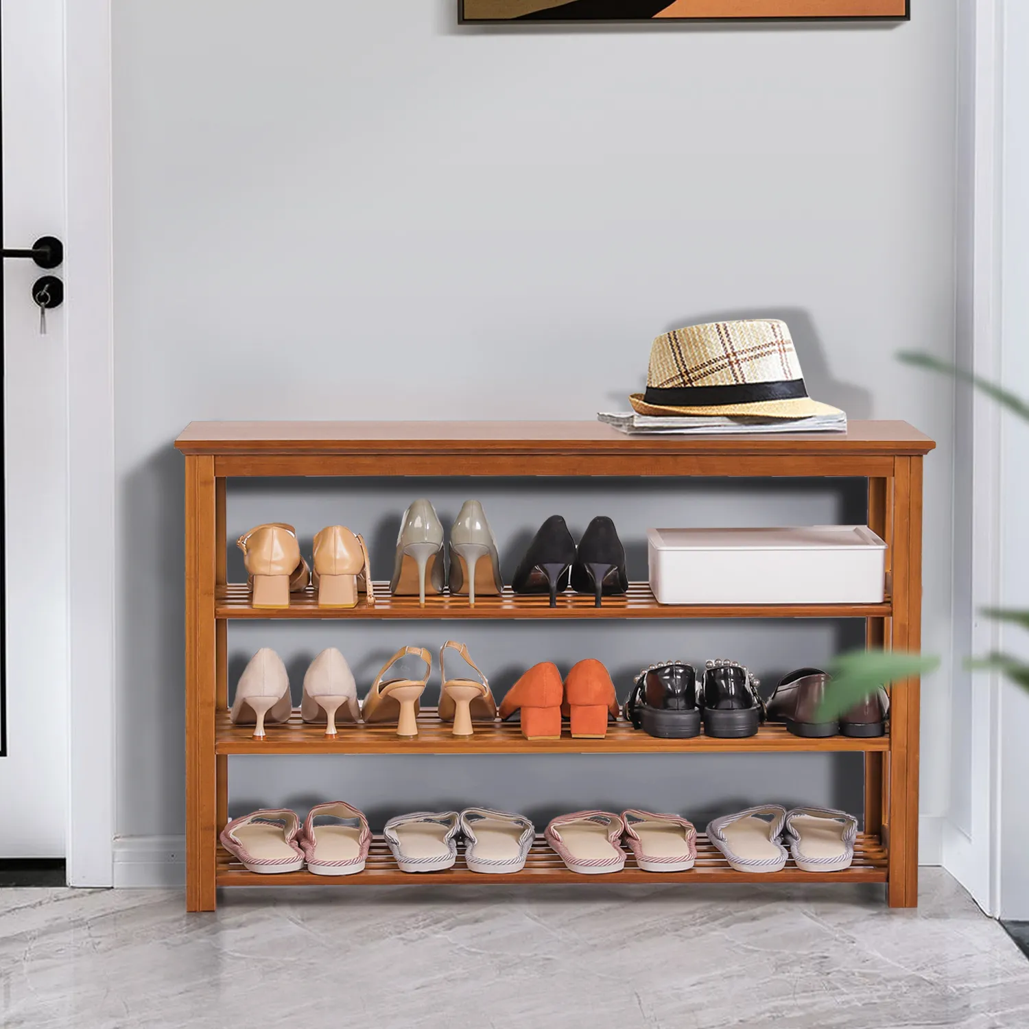 Entryway Shoe Shelf - 4 Tier - Brown