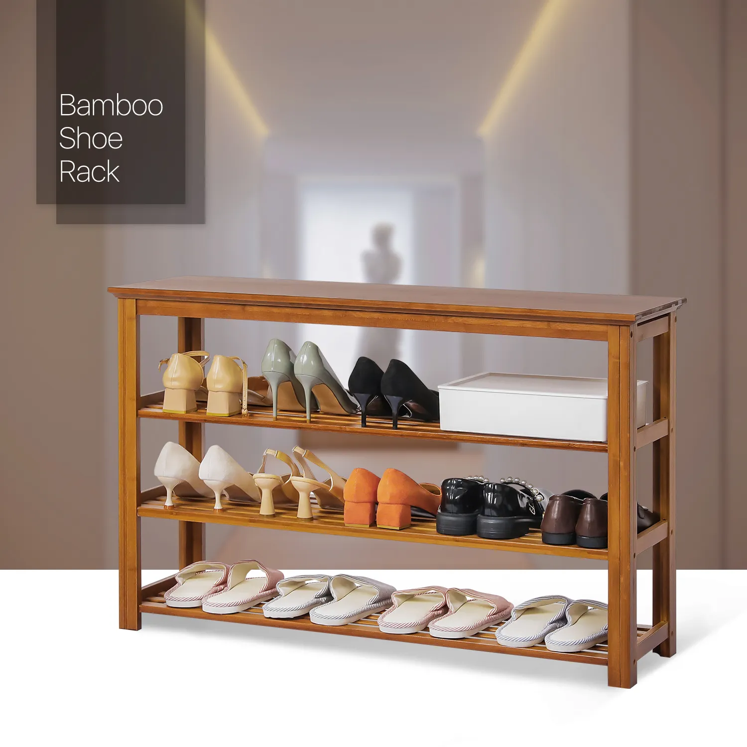 Entryway Shoe Shelf - 4 Tier - Brown