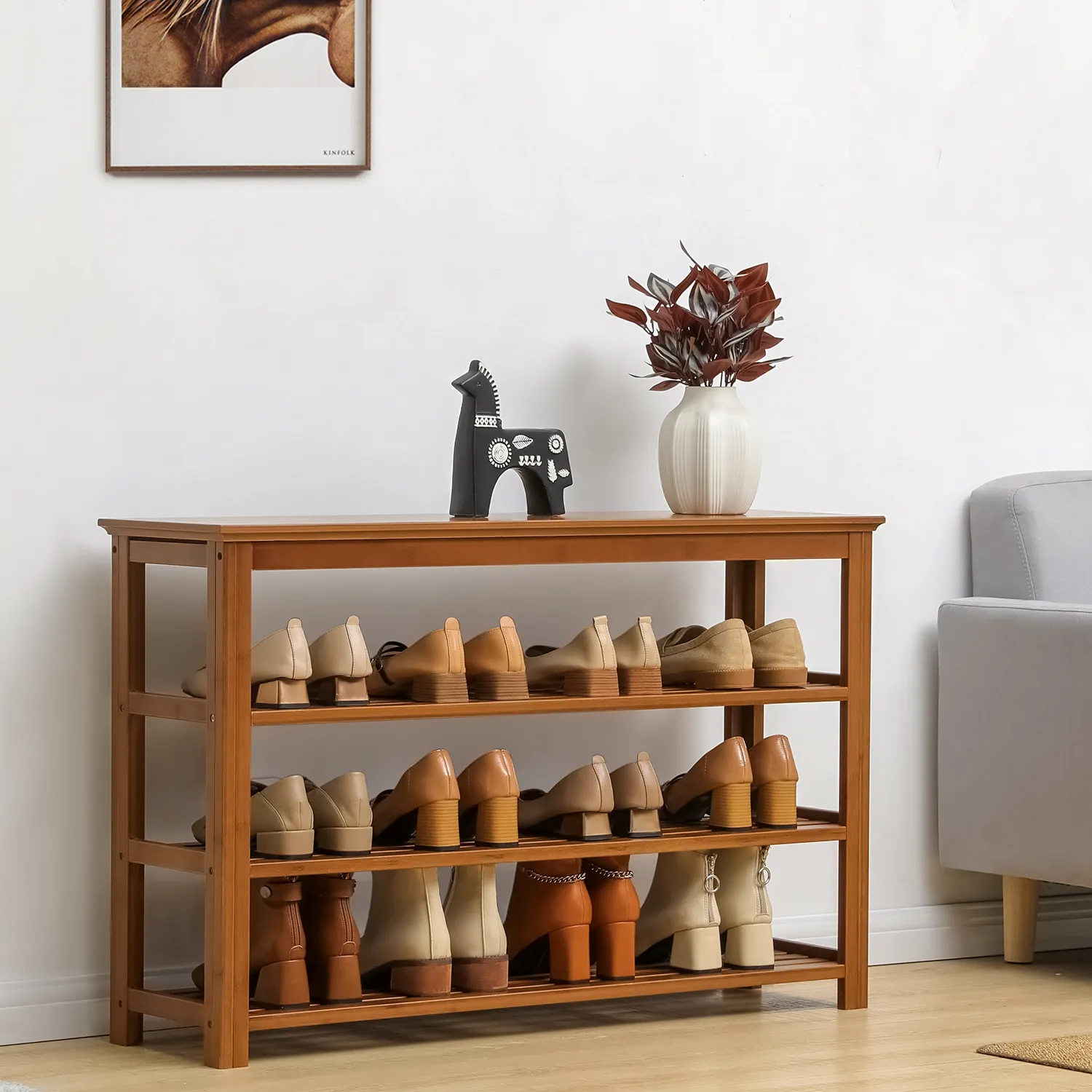 Entryway Shoe Shelf - 4 Tier - Brown