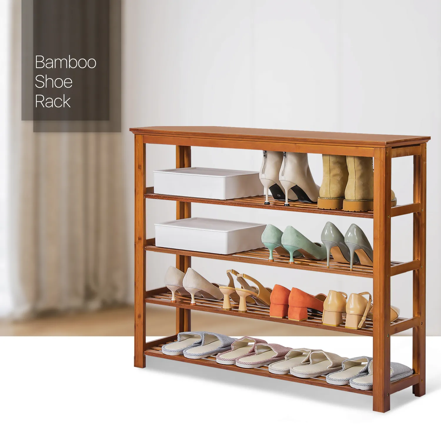 Entryway Shoe Shelf - 5 Tier - Brown