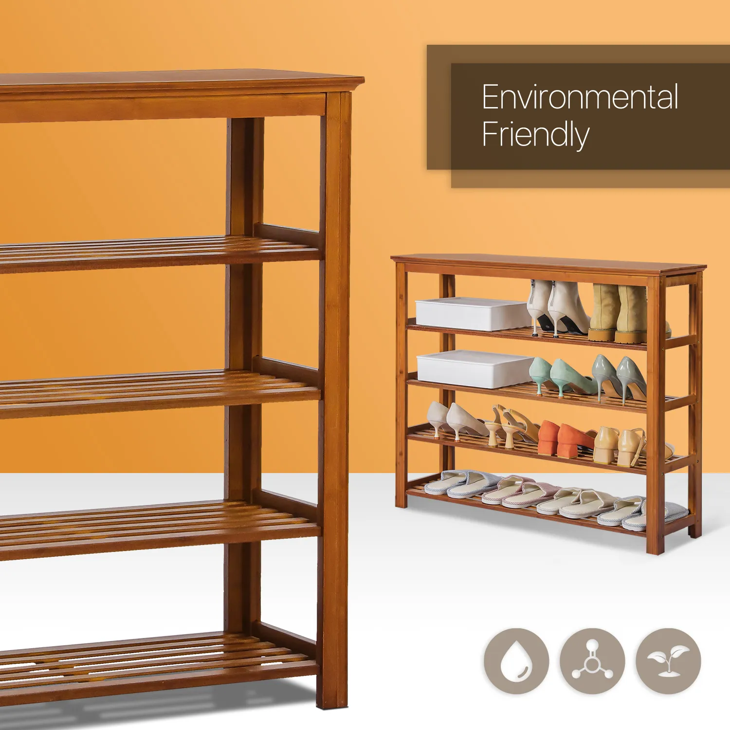 Entryway Shoe Shelf - 5 Tier - Brown