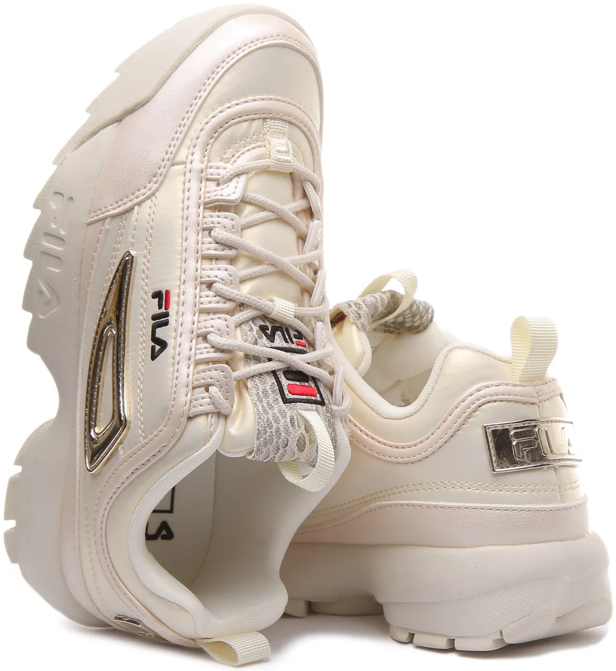 Fila Disruptor Low in Cream with Metalic Logo For Women