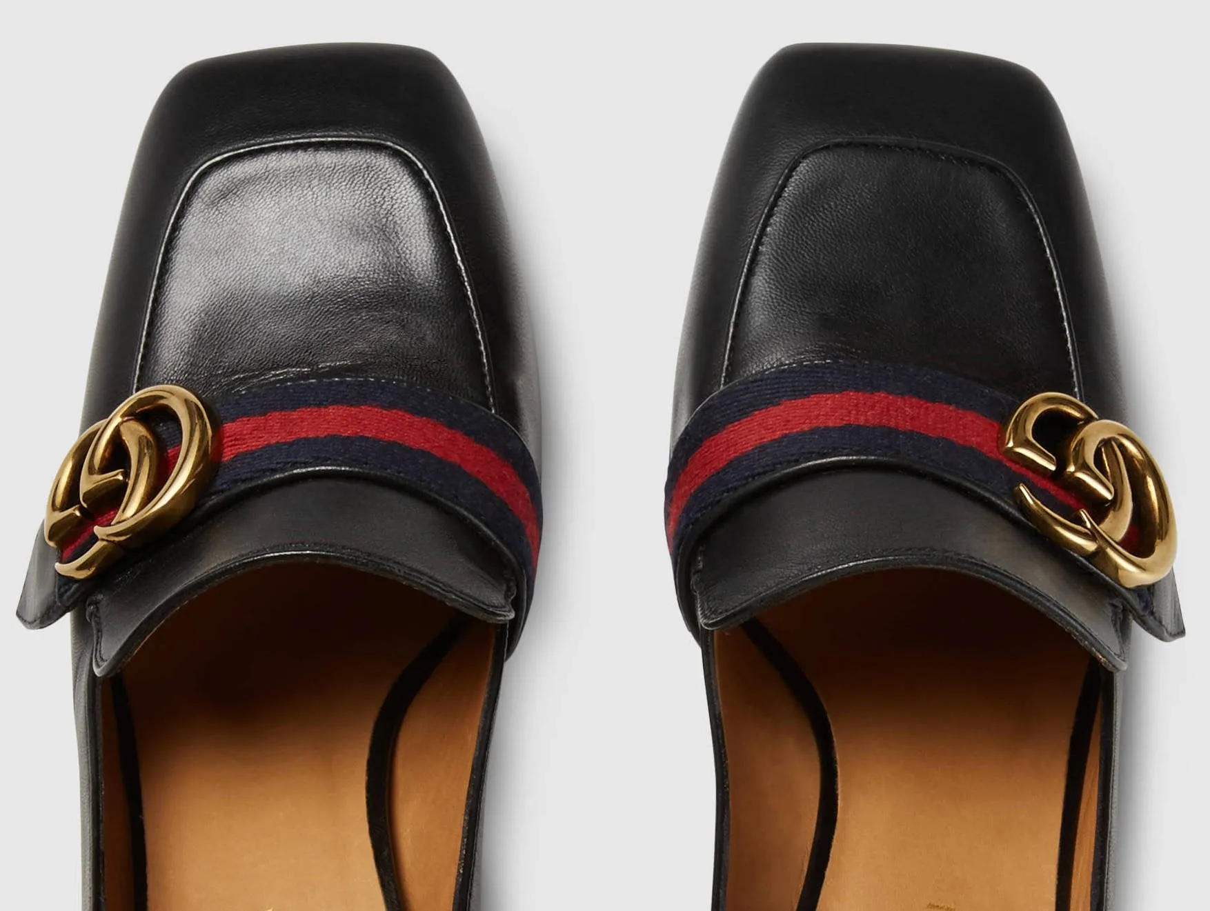 GG Leather Mid-Heel Loafer