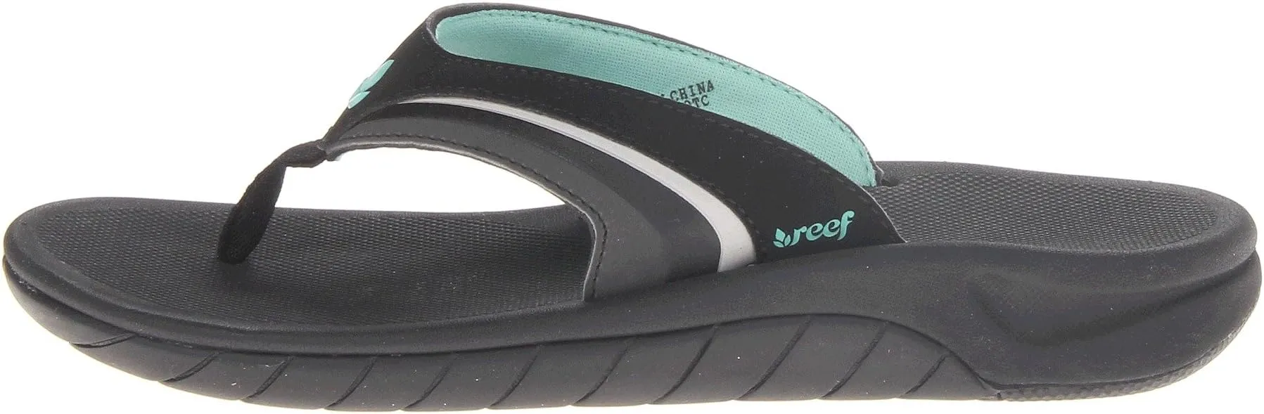 Girls Slap 3 Reef Slides, Black/Black/Aqua