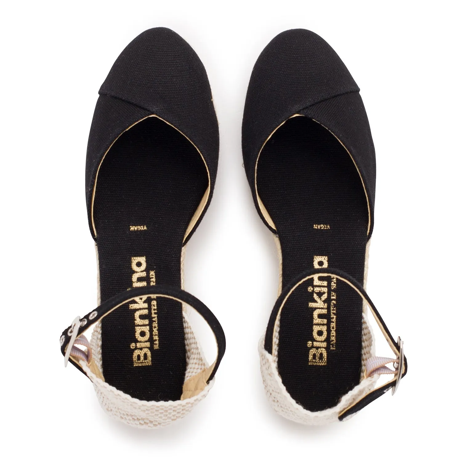 Girona Eco Canvas Vegan Espadrille Wedges - Black