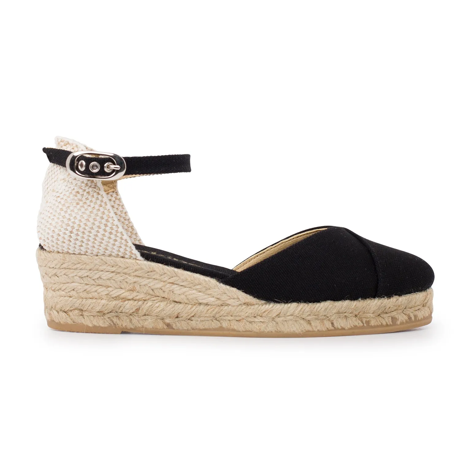 Girona Eco Canvas Vegan Espadrille Wedges - Black