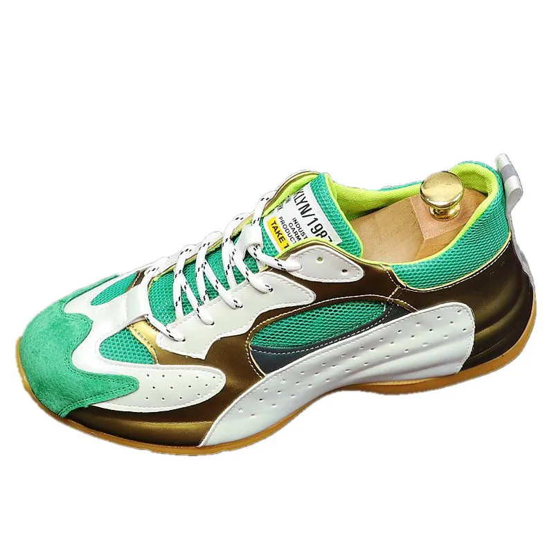 Gold and Green Stylish Thick Bottom Sneaker