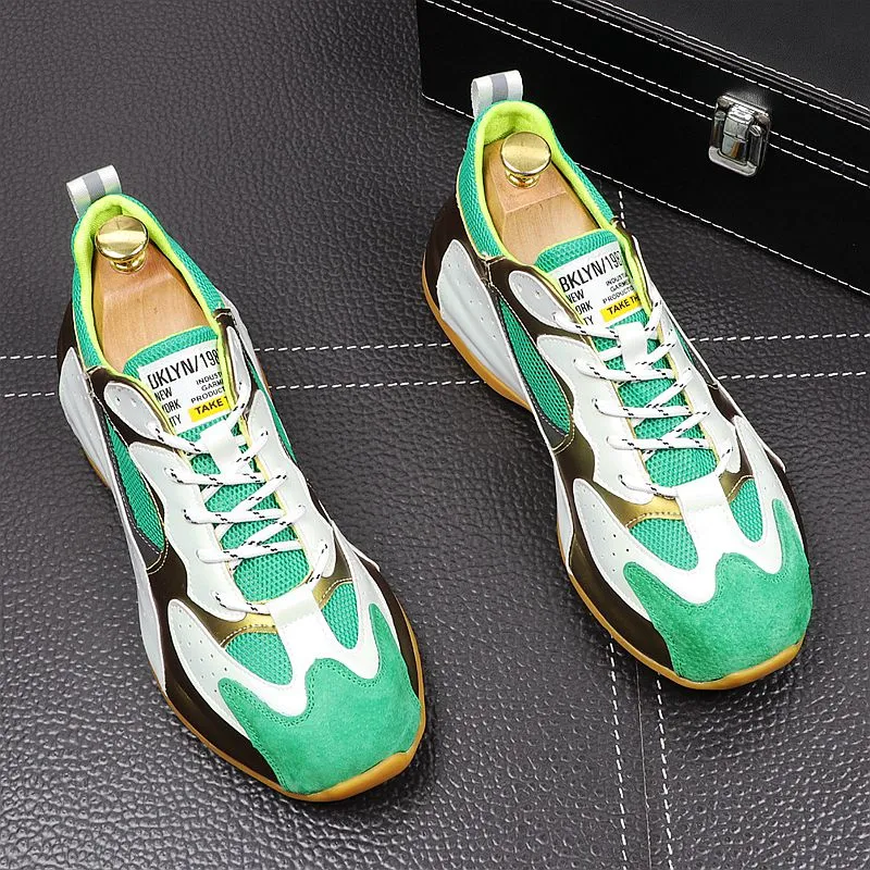 Gold and Green Stylish Thick Bottom Sneaker