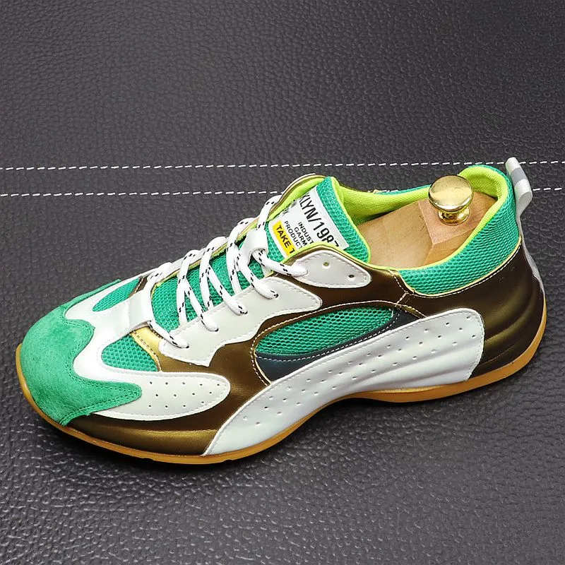 Gold and Green Stylish Thick Bottom Sneaker