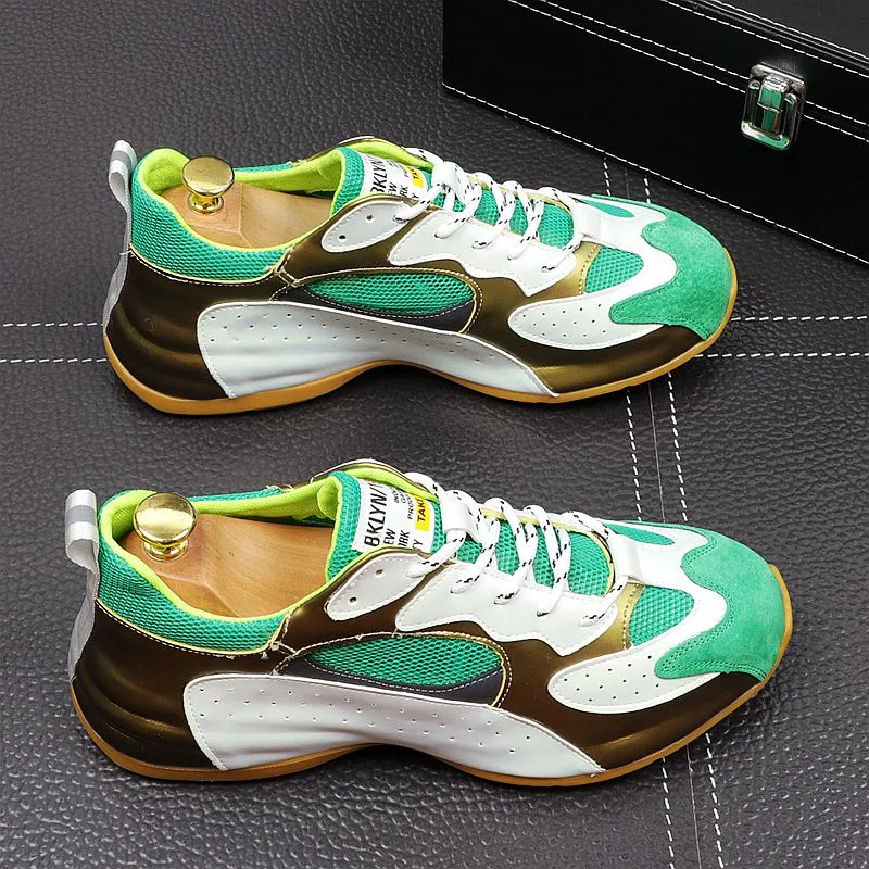 Gold and Green Stylish Thick Bottom Sneaker