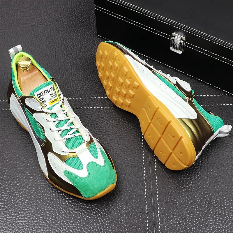 Gold and Green Stylish Thick Bottom Sneaker