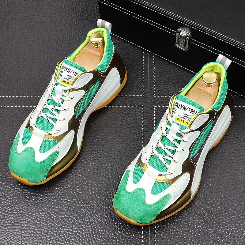 Gold and Green Stylish Thick Bottom Sneaker