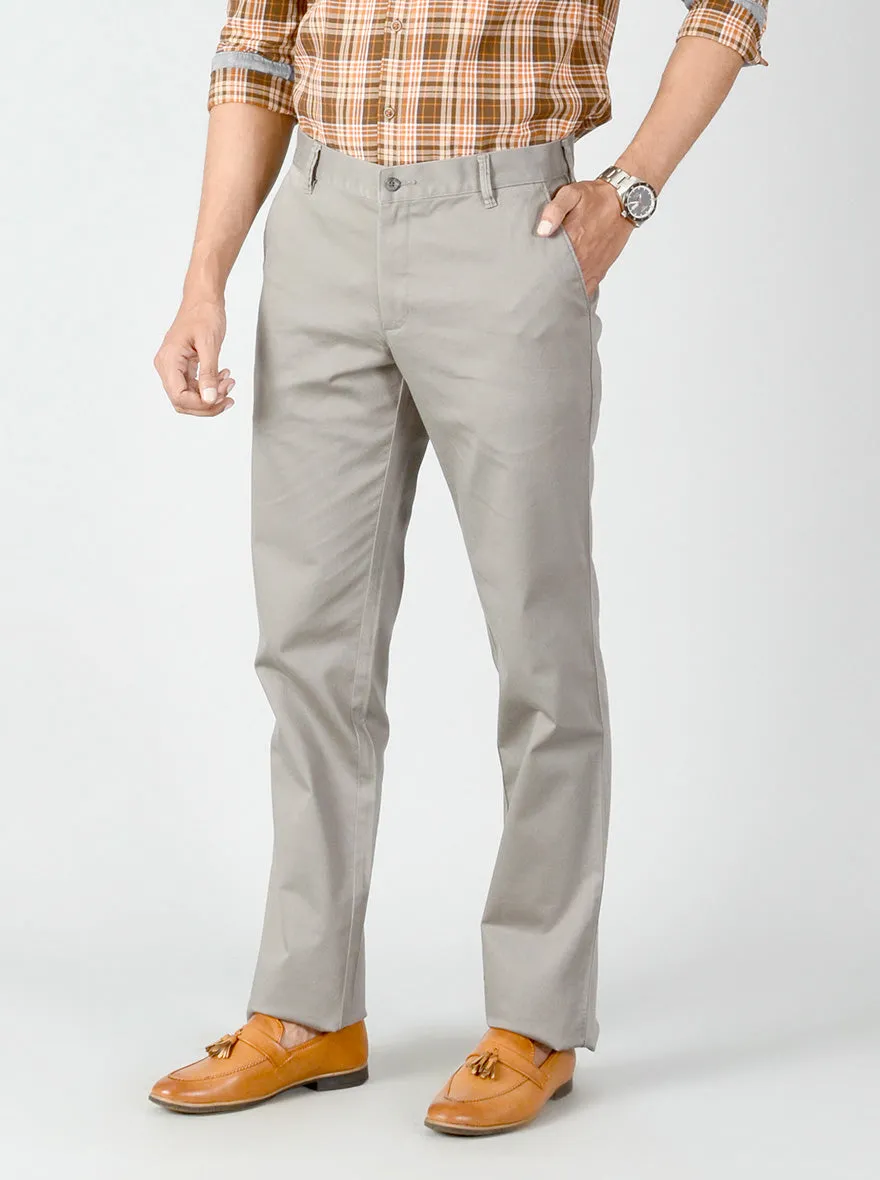 Grey Solid Slim Fit Casual Trouser | Greenfibre