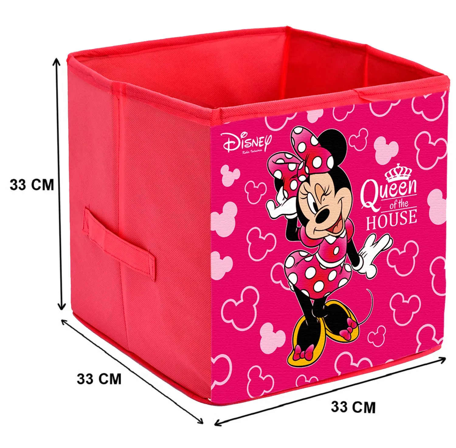 Heart Home Disney Print Non Woven 2 Pieces Fabric Foldable Storage Cube For Toy,Books,Shoes Storage Box With Handle,Extra Large (Royal Blue & Pink)-HHEART16192