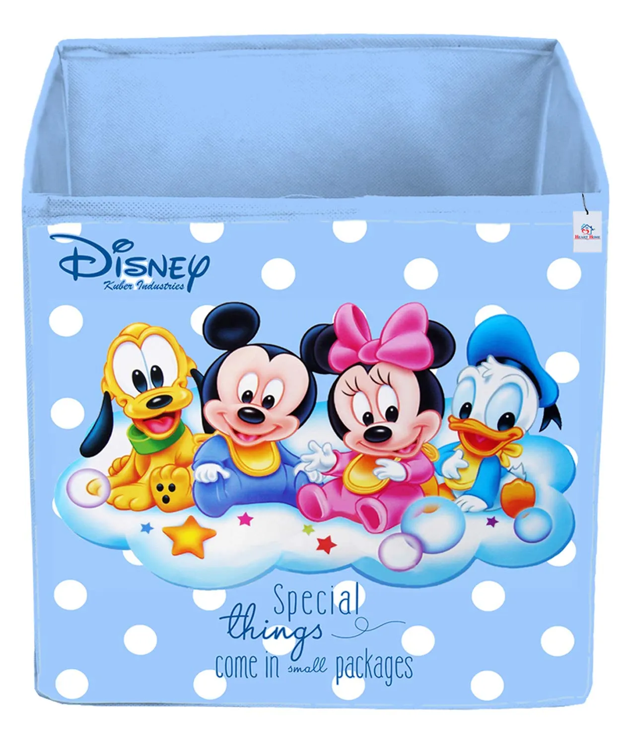 Heart Home Disney Print Non Woven 2 Pieces Fabric Foldable Storage Cube For Toy,Books,Shoes Storage Box With Handle,Extra Large (Royal Blue & Pink)-HHEART16192