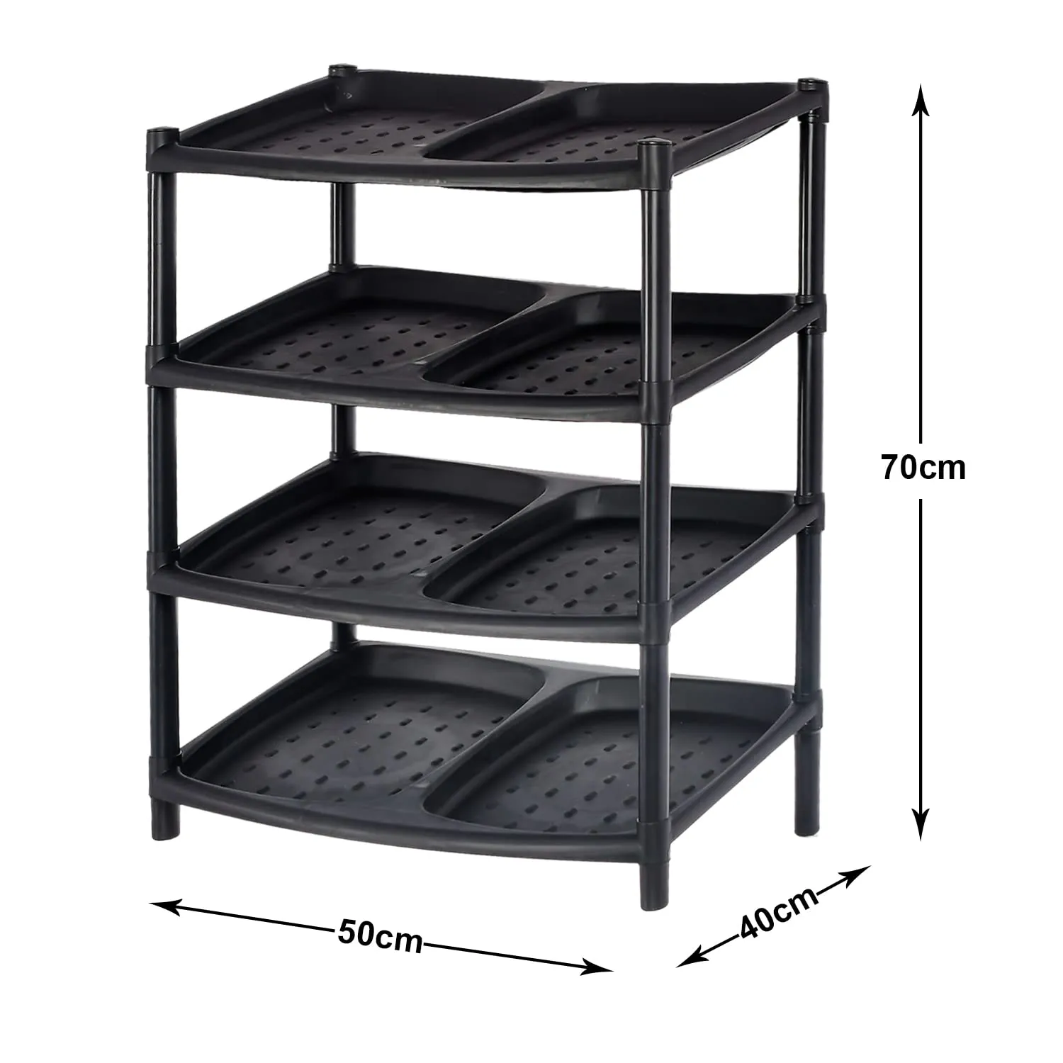 Heart Home Multipurposes 4-Tier Plastic Shoe Rack/Shelf/Storage Organizer for Home Kitchen Bedroom Door Entrance (Black)-46HH0518