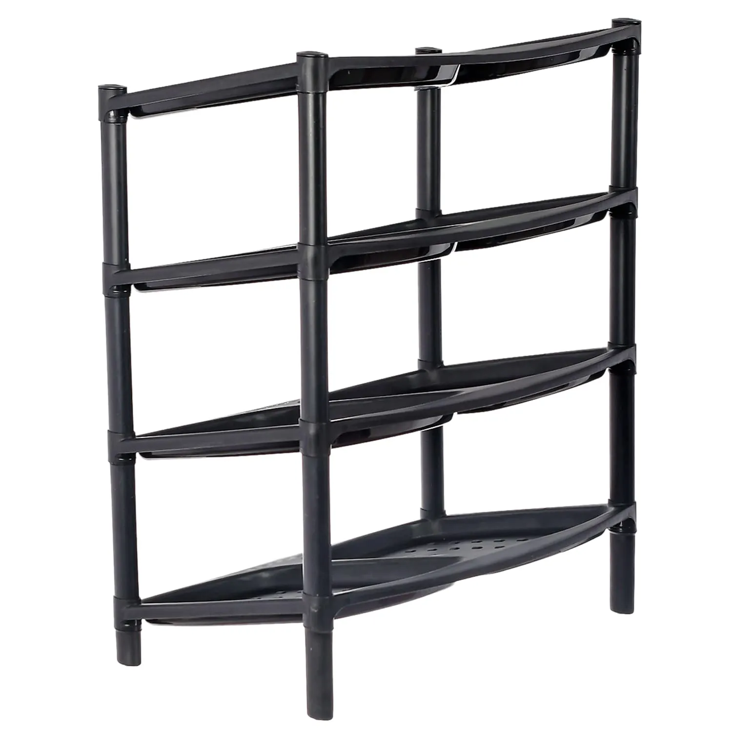 Heart Home Multipurposes 4-Tier Plastic Shoe Rack/Shelf/Storage Organizer for Home Kitchen Bedroom Door Entrance (Black)-46HH0518