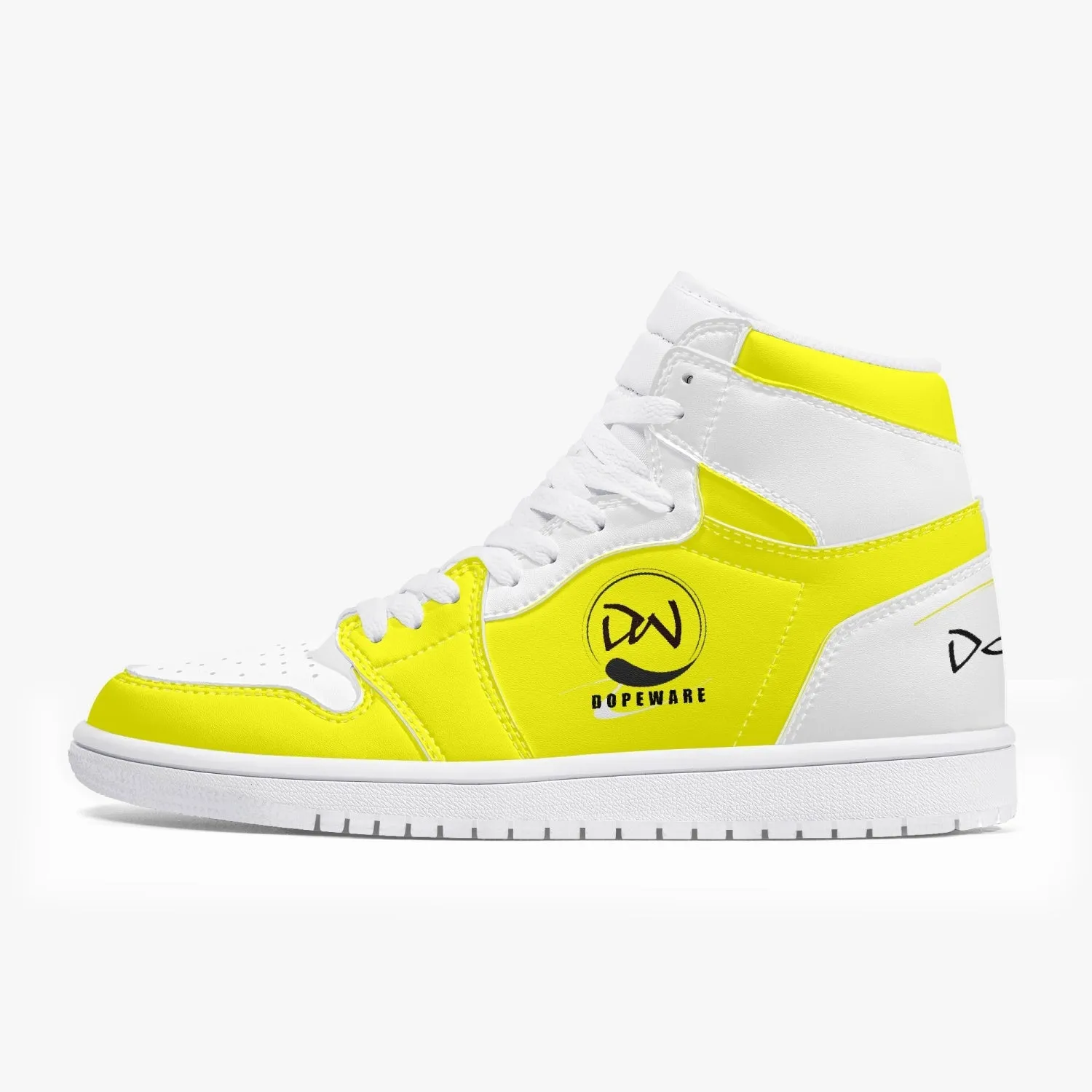 High-Top Leather Sneakers - White and Yellow