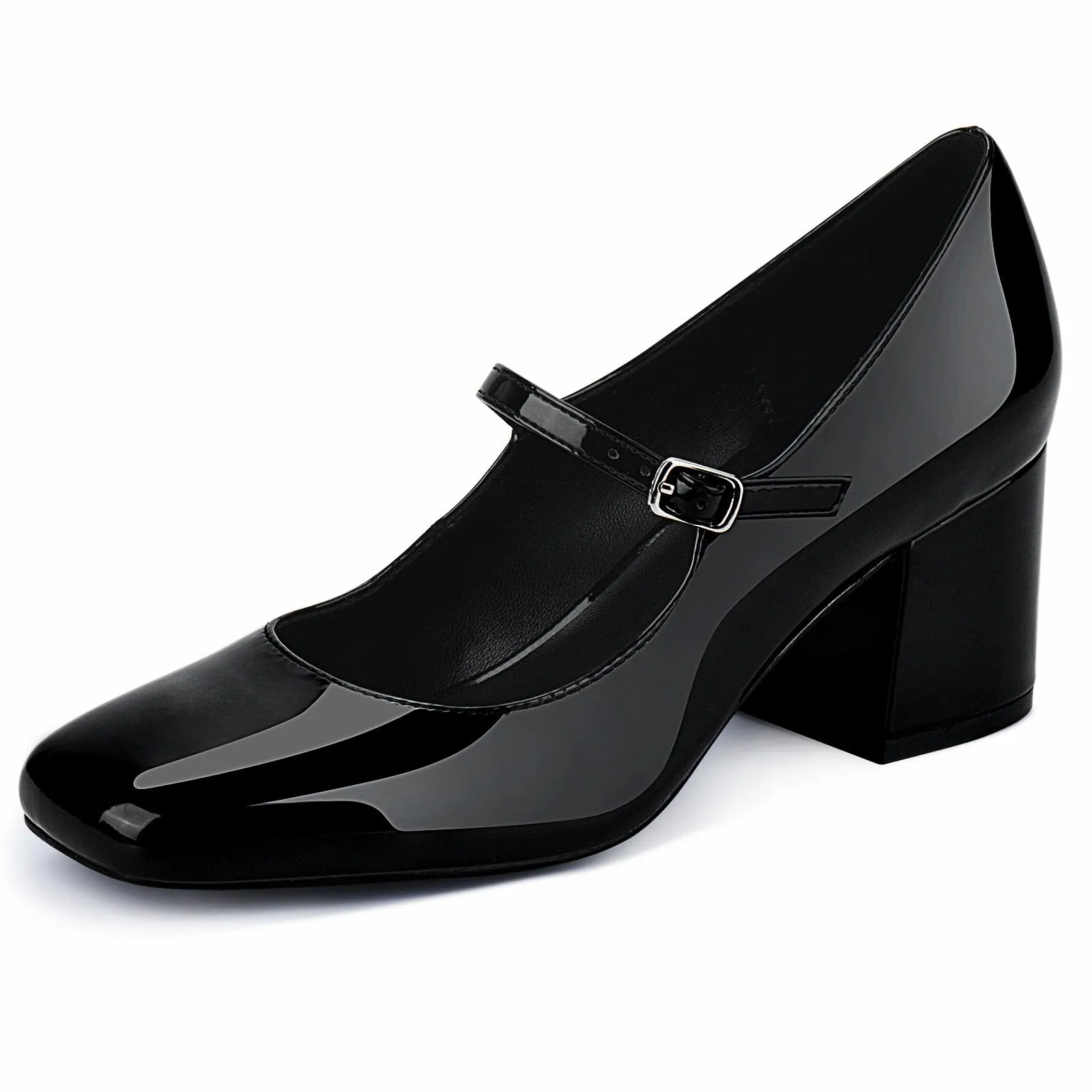 JENN ARDOR Block Heels for Women Chunky Heel, Mary Jane Closed Toe Work Pumps Comfortable Square Toe Dress Shoes