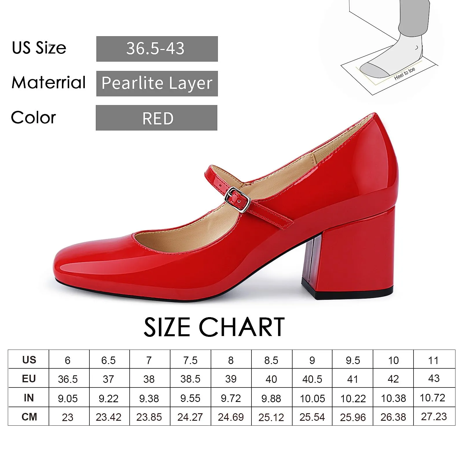 JENN ARDOR Block Heels for Women Chunky Heel, Mary Jane Closed Toe Work Pumps Comfortable Square Toe Dress Shoes