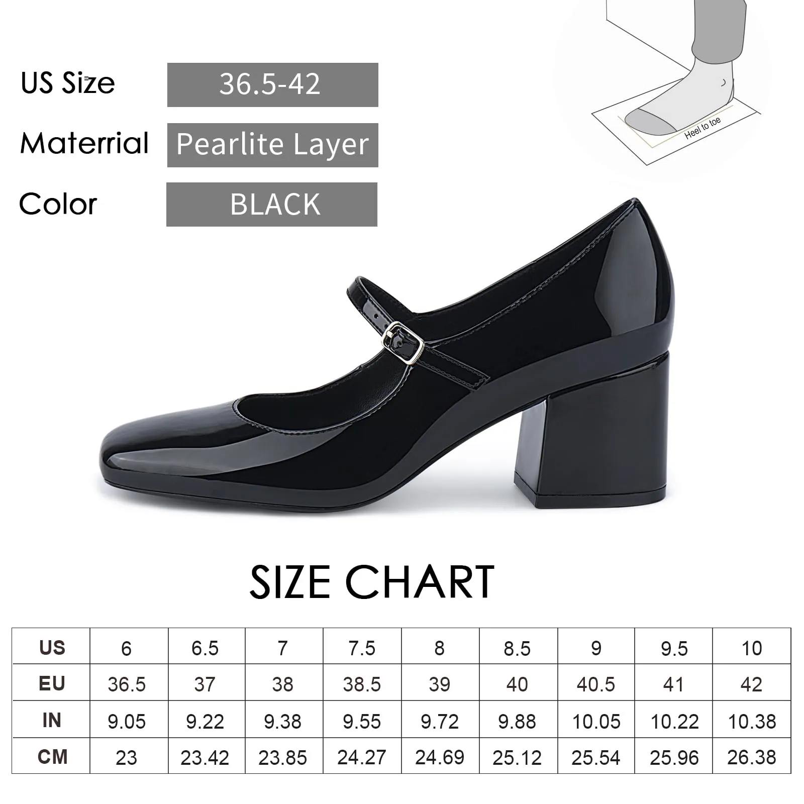 JENN ARDOR Block Heels for Women Chunky Heel, Mary Jane Closed Toe Work Pumps Comfortable Square Toe Dress Shoes