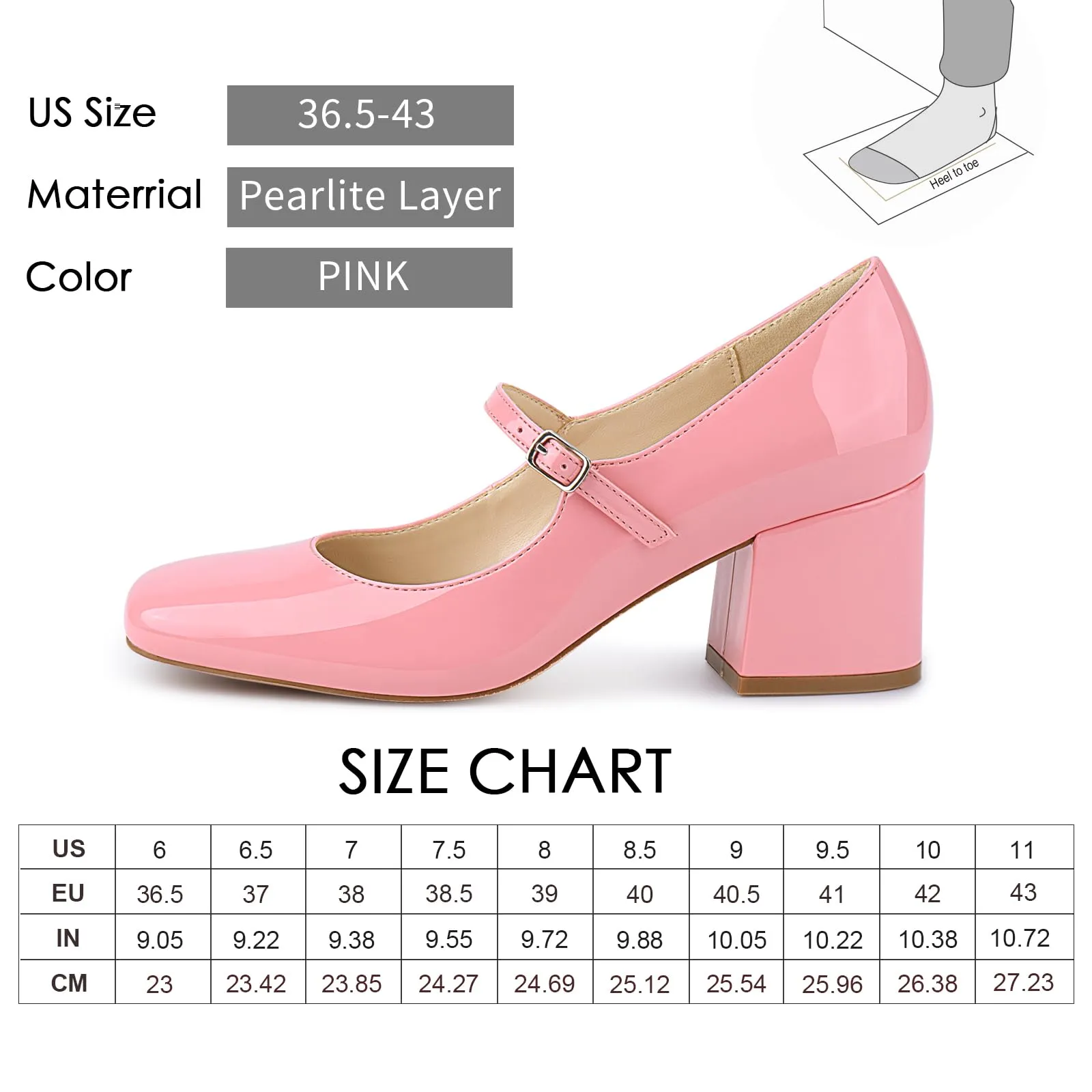 JENN ARDOR Block Heels for Women Chunky Heel, Mary Jane Closed Toe Work Pumps Comfortable Square Toe Dress Shoes