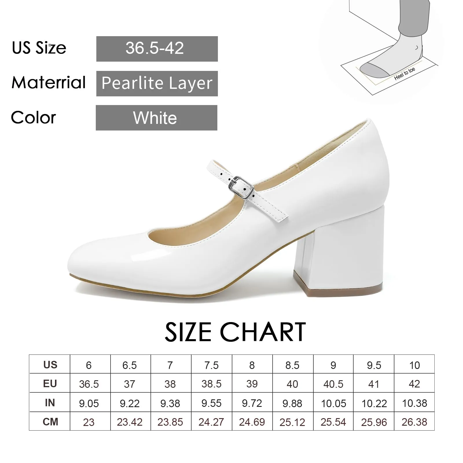 JENN ARDOR Block Heels for Women Chunky Heel, Mary Jane Closed Toe Work Pumps Comfortable Square Toe Dress Shoes