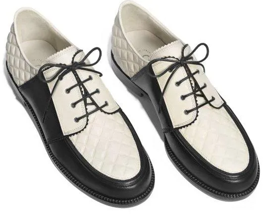 Lace-up Leather Loafers - White/Black, Beige/Black, Gold/Black