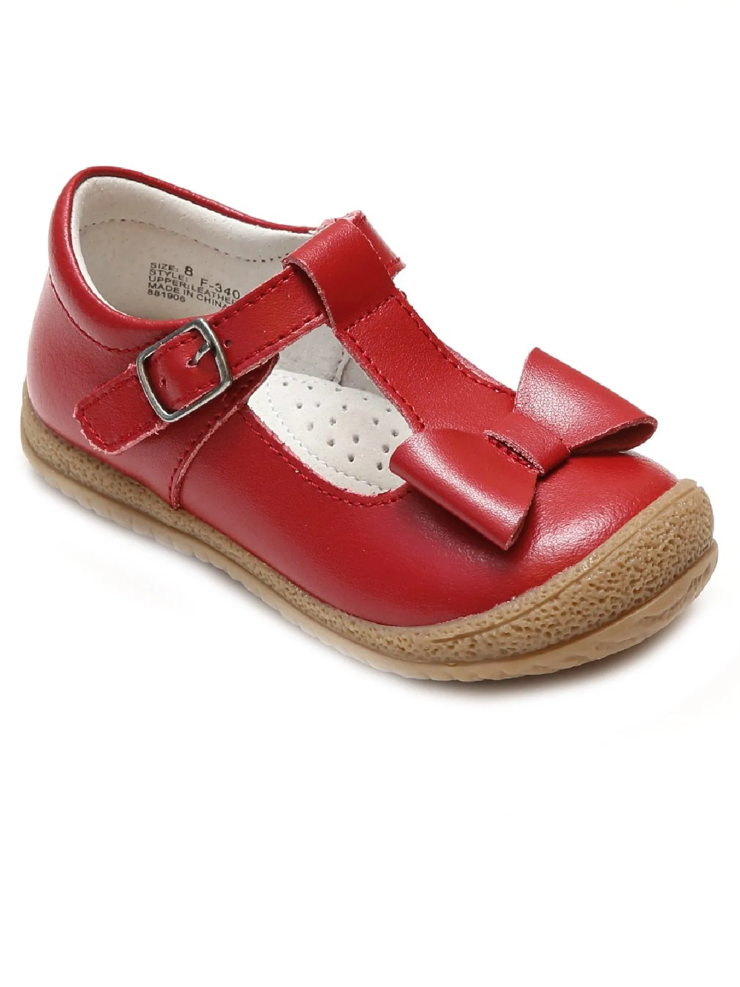 Lamour Girls Red Bow T-Strap Buckle Sporty Mary Jane Shoes 5 Toddler-2 Kids