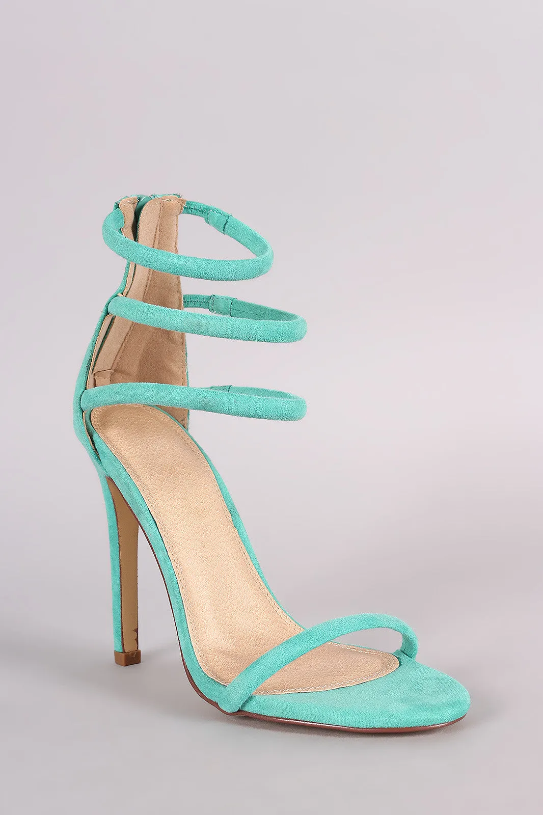 Liliana Suede Triple Ankle Strap Single Sole Heel