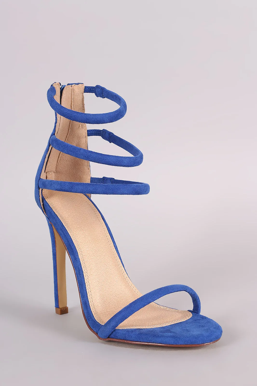 Liliana Suede Triple Ankle Strap Single Sole Heel