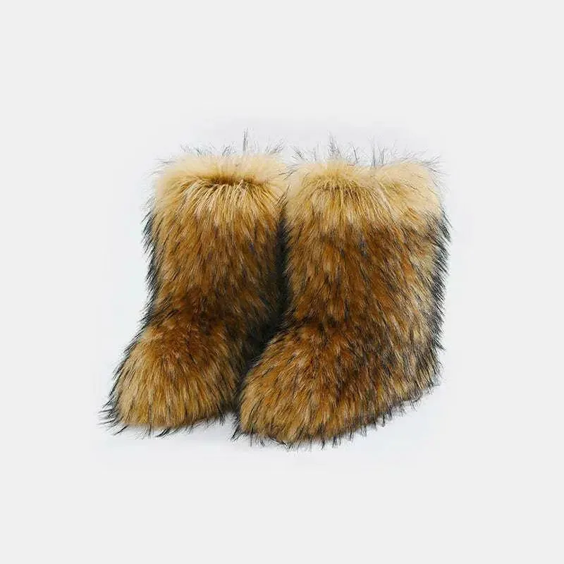 Luxury Thermal Fuzzy Platform Boots in Timeless Designer Fashion