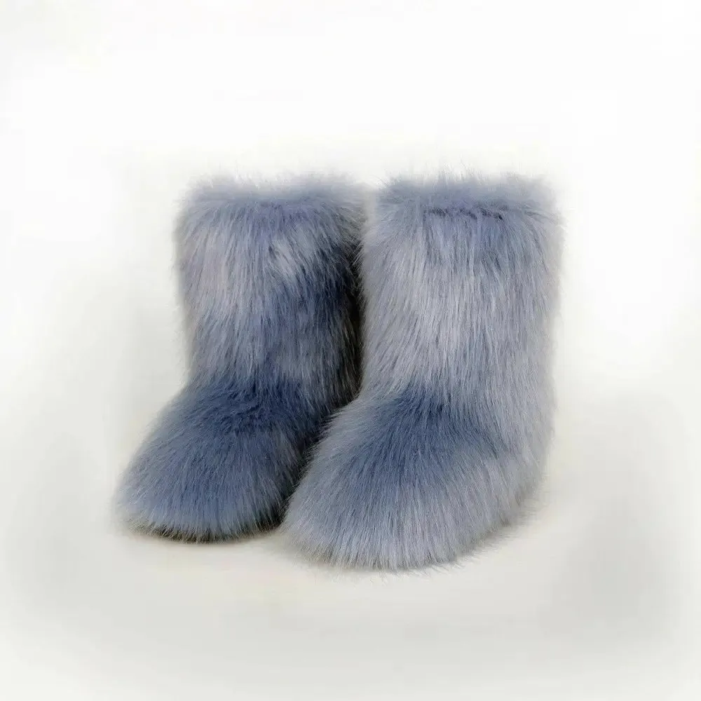 Luxury Thermal Fuzzy Platform Boots in Timeless Designer Fashion