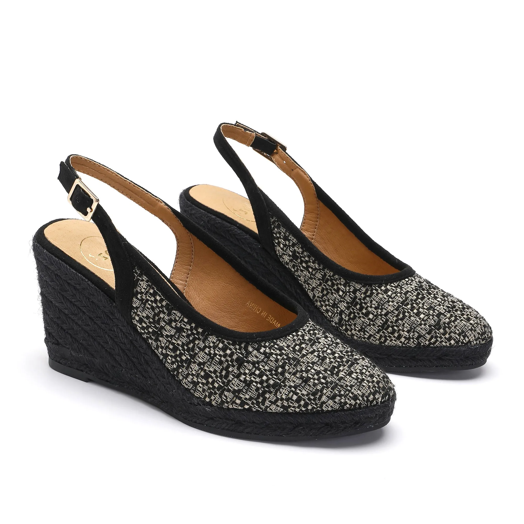 Marilyn Black Gold Espadrilles